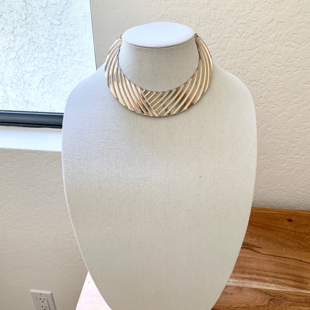 Chunky gold statement choker necklace